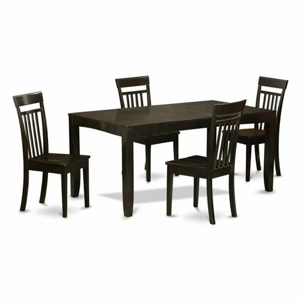 5 Piece Dining Room Set For 4-Dining Room Table With Leaf and 4 Dining Room Chairs, East West Furniture, Mfr#: LYCA5-CAP-W